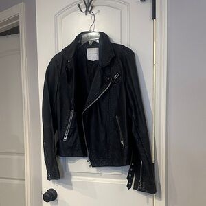 American Eagle Outfitters Classic Black Faux Leather Jacket